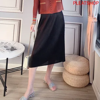 

MIYAKE Pleated Skirt Women's Autumn New Split A- Line Skirts Pleats Upe Faldas Falda Saia