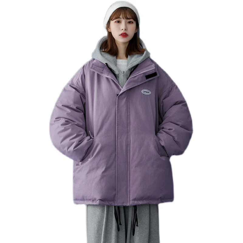 

Fake Two Pieces Jacket Women Winter Thicken Oversized Bubble Coat Couple Parkas Warm Cotton Padded Hooded Jacket Parka Winter