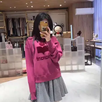 

Women Sweatshirt Letter Flocking Cotton Thick Warm Casual Pullover Sweatshirt 2019 Autumn Winter new