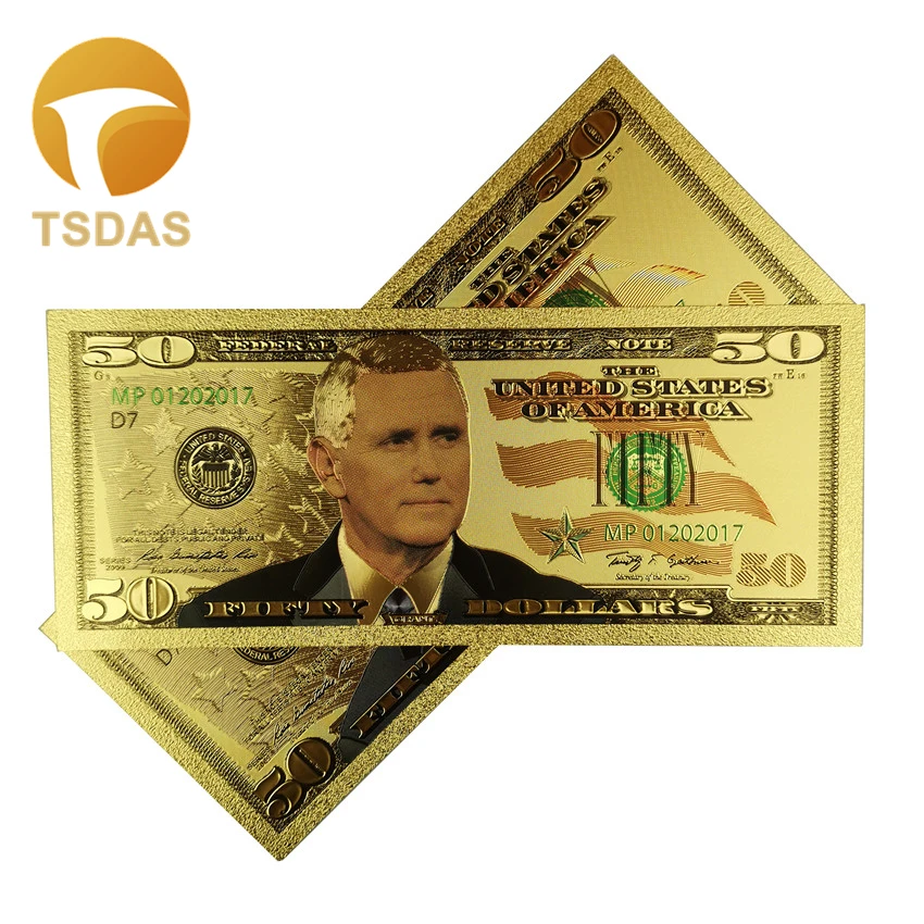 10 шт./компл. Прямая поставка новинка 50 долларов США банкноты в подарок 24K копия