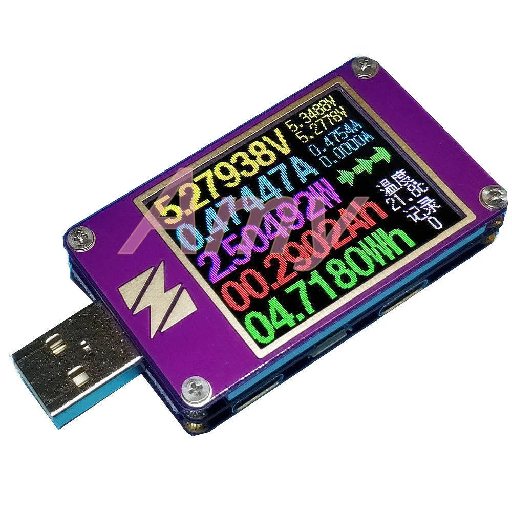 2019 ZY1271 Colour TFT Dual USB Power Monitor QC 3.0 Dual Type C Micro USB 