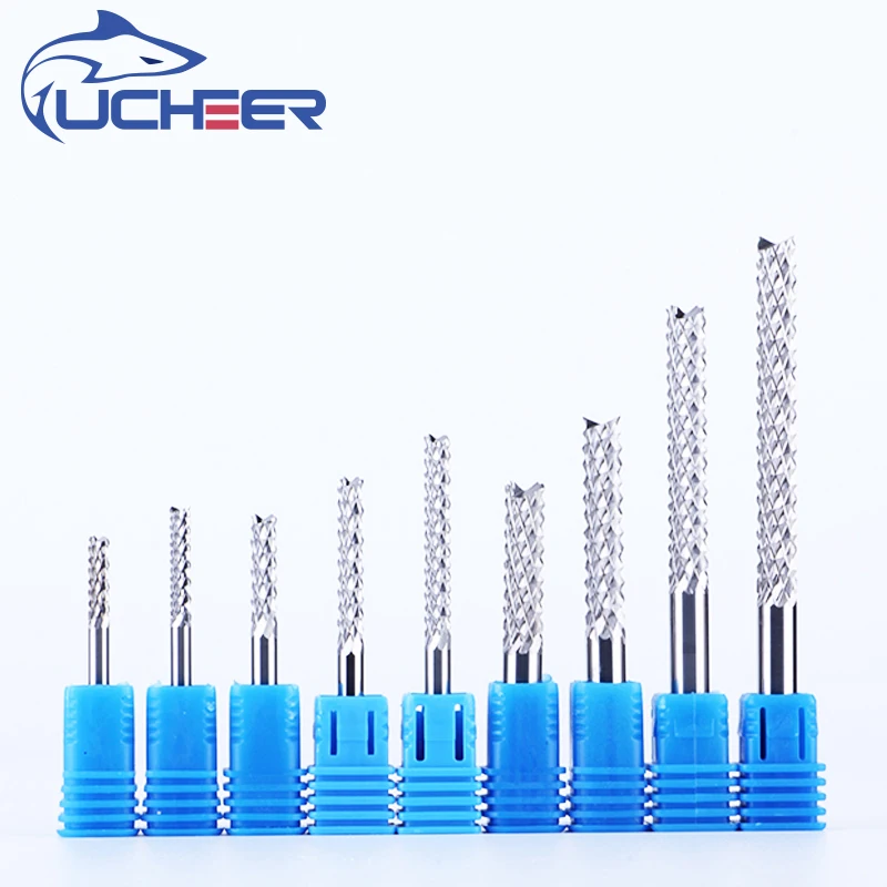 

UCHEER 1pcs 4mm 6mm Carbide Tungsten PCB Corn teeth Cutter milling bits end mill CNC router bits for Engraving machine
