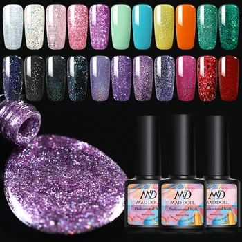 

MAD DOLL Resin 8 ML Purple Glistening UV Gel Bling Sequins Soak Off Nail UV Gel Polish Nail Art Laquer UV Gel Varnish