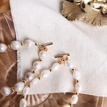 Высококачественный Браслет из натурального пресноводного жемчуга в стиле барокко, Ретро Простой браслет для женщин, подарок на день рождения, рождественский подарок