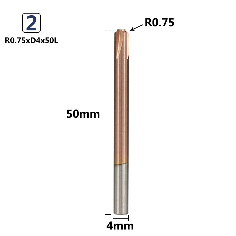 R0.75xD4x50L XCAN 1 шт. тикс Карбид с покрытием Концевая мельница R0.5-R5.0 угловая округление фреза ЧПУ станок роутер бит - Длина режущей кромки: R0.75xD4x50L
