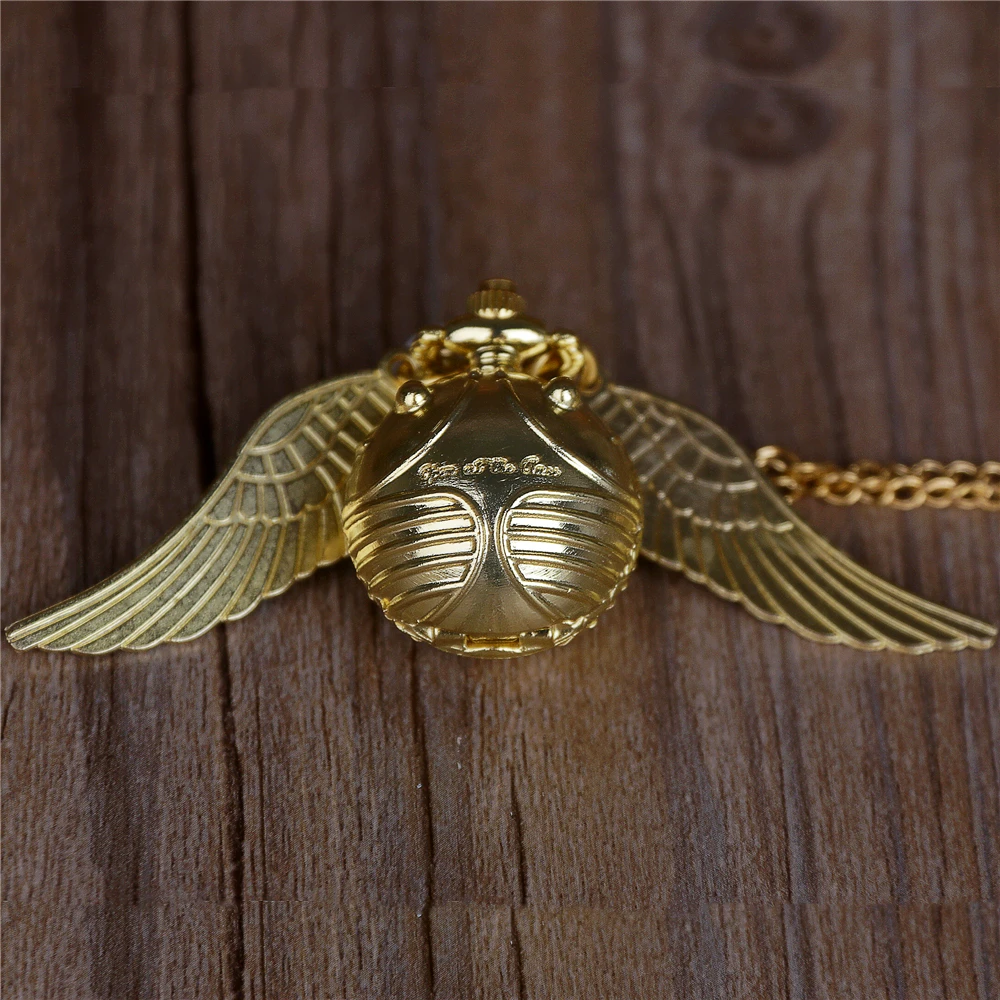 Античный прекрасный снитч шарообразные кварцевые карманные часы свитер Крылья Ангела ожерелье цепь Подарки для мужчин женщин детей