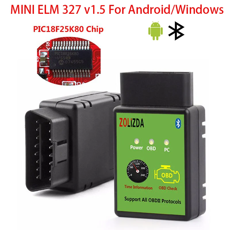 ELM327 V1.5 Bluetooth/Wifi OBD2 V1.5 Мини Elm 327 Bluetooth PIC18F25K80 чип автоматический диагностический инструмент OBDII для Android/IOS/Windows - Цвет: zoli v1.5 BT