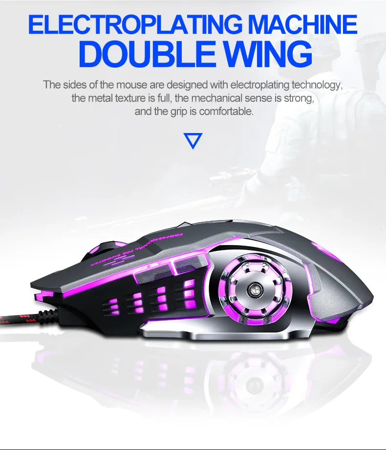 Игровая мышь Pro Gamer, 8D, 3200 dpi, регулируемая Проводная оптическая светодиодный мышь для компьютера, USB кабель, бесшумная мышь для геймера, мышь для ноутбука, ПК