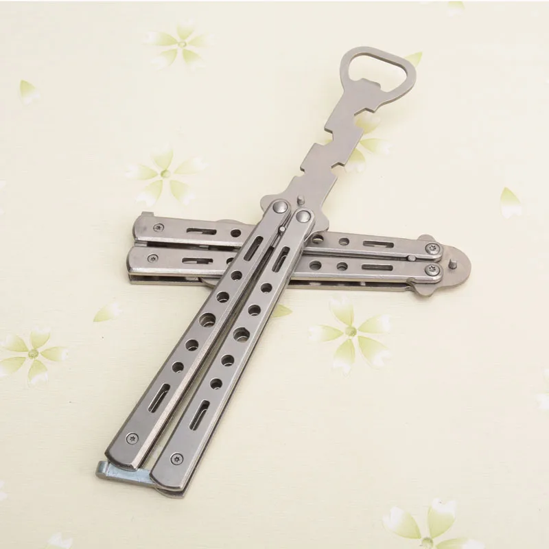 High quality Blade knife Train butterfly swinging knives aluminum handle workout tool knifes oxidized black CS GO game tool