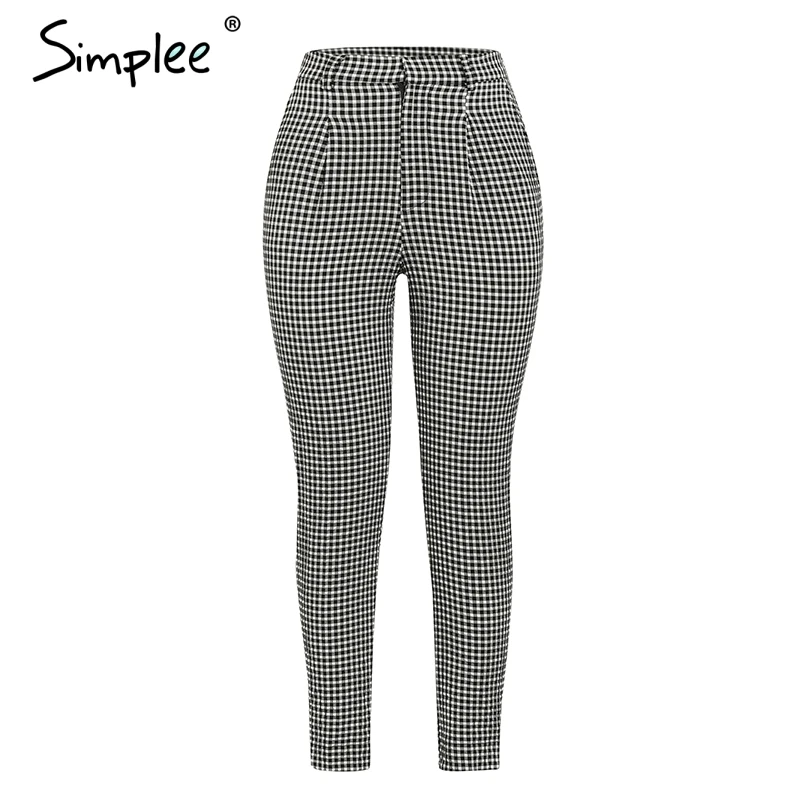 Женские розовые штаны Simlee в клетку летние повседневные винтажные прямые брюки
