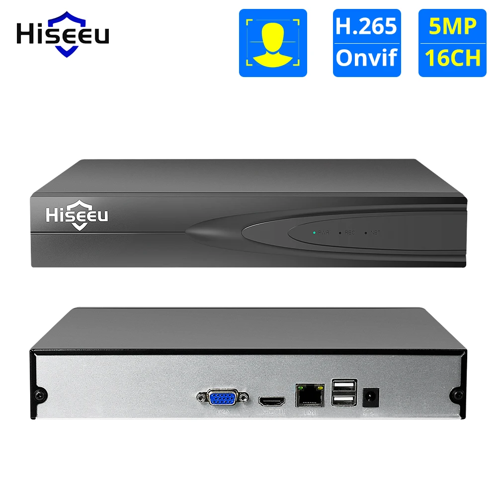 Hiseeu H.265 HEVC 8CH 16CH CCTV NVR для 5MP/4MP/3MP/2MP ONVIF 2 0 IP камера металлическая сетевая видеокамера