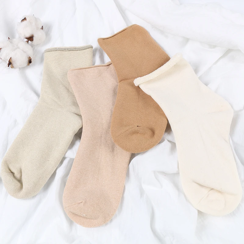 

DONG AI 1 Pair Winter Solid Color Socks Colored Cotton Thickening Terry Sock Harajuku Female Fashion Keep Warm Comfortable Socks
