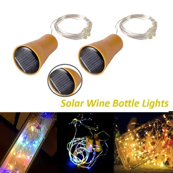 

Copper Wire 8/10/15/20LED Garland Solar Powered Cork Wine Bottle Light Christmas LED String Lights Party Wedding Decoration Lamp