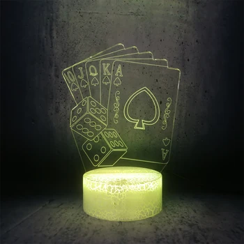 

Dice poker night light Spades 10 J Q K A Gambling enthusiast desk decor