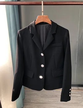 

Women Coat 2019 Three Button Casual Suit Classic Elegant Fine Button Neat Cut Acetate Silk Lining