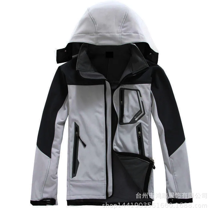 

Outdoor Sports MEN'S Soft Shell Fleece Jacket Soft Cover Raincoat Jacket Single Layer Left Chest Bag
