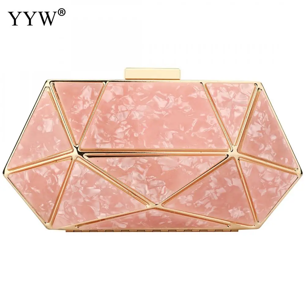 rose gold color Розовое золото, акриловый геометрический клатч, Дизайнерские клатчи, кошелек для выпускного вечера, вечерние, для женщин, мраморный, Свадебный Кошелек, белый - Цвет: rose gold color
