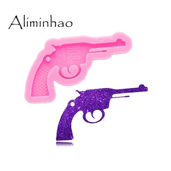 

DY0553 Shiny Glossy Pistol Keychain Mould Gun Silicone Epoxy Resin Mold Jewellery Making