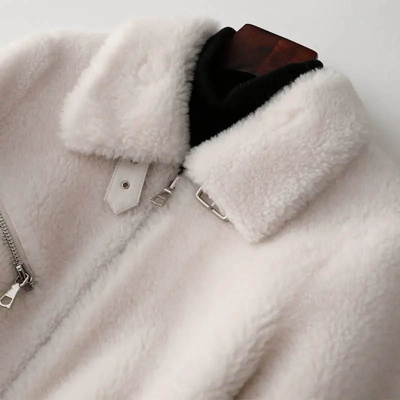 Women Winter Real Sheep Shearing Lamb Fur Coat Female Plush Genuine Wool Coat Suede Leather Liner Abrigos Mujer Hiver M149
