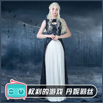 

Anime!Game of Thrones Daenerys Targaryen Elegant Dress Sexy Uniform Cosplay Costume Halloween Party Suit For Women Free Shipping