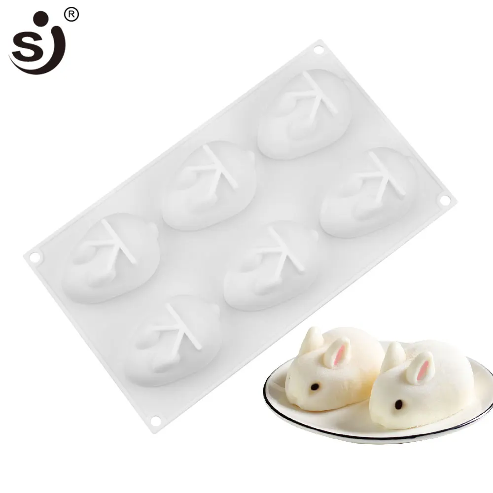 

SJ DIY Cube Mousse Silicone Cake Mold Chocolate 6- Rabbit Cake Silicone Forms Ice Cream Pudding Jelly 3d Decoration Baking Tools