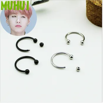 

Free Shipping 2019 Kpop JUNGKOOK V SUGA Tapered Cone Titanium Steel Unisex Earrings For Women Men Jewelry Brinco B111