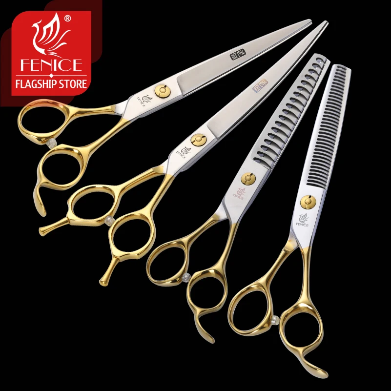 Fenice Professional Pet Scissors Straight&Thinning&Curved Grooming Shears Tool Set