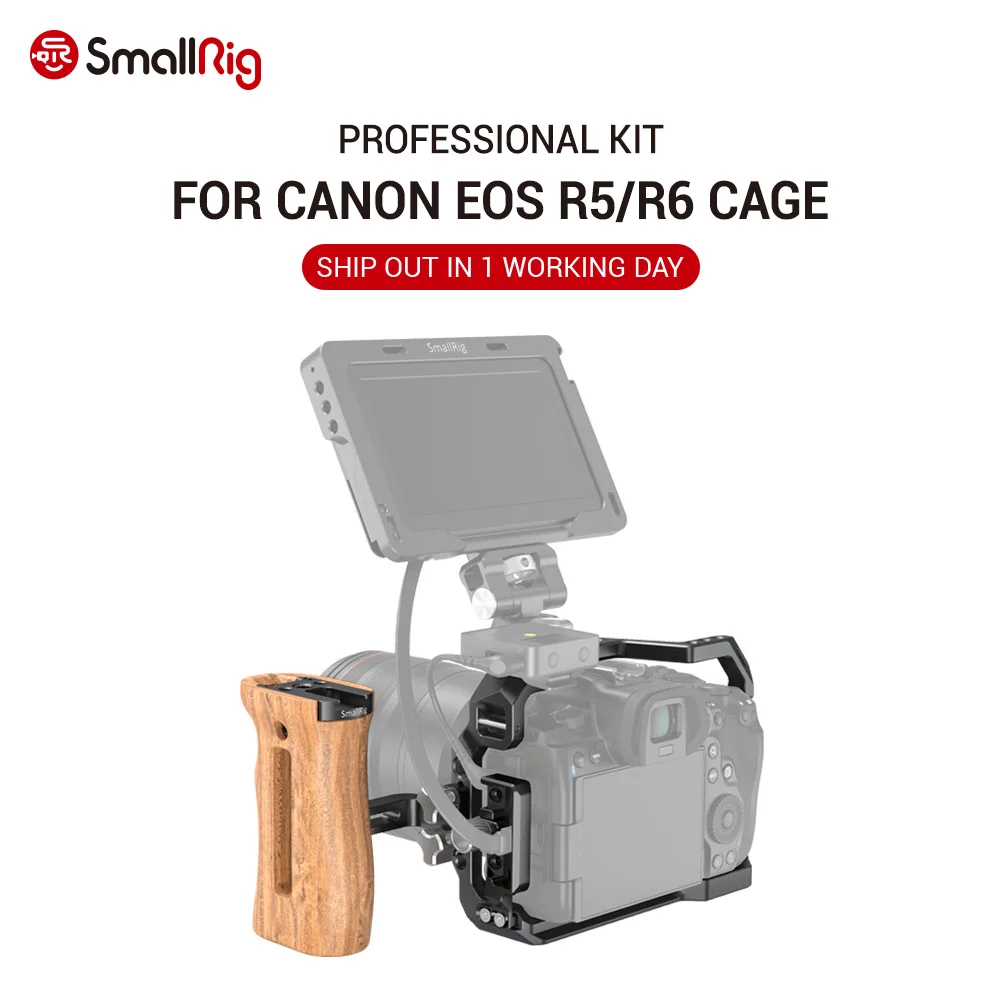 

SmallRig Camera Professional Kit For Canon EOS R5/ R6 built-in Cold Shoe & NATO Rail 1/4'' Arri Hole Camera Rig Video Rig
