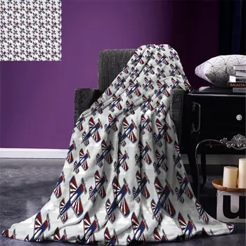 

Airplane Throw Blanket Aviation Theme Pattern with Airships in Classical Colors Above The Clouds Warm Blanket for Bed Couch Navy