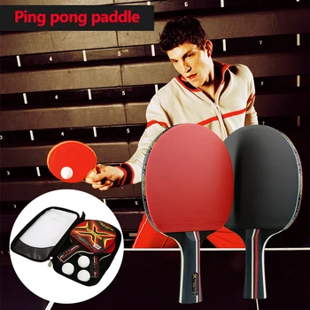 

Ping-Pong Racket Ping Pong Bat Table Tennis Bat Sturdy Professional Log Black Red 2pcs/Set Sports Playground Racquet for HeeSon