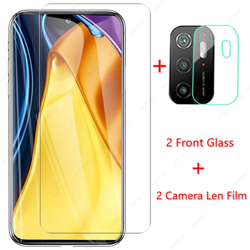 HD Tempered Glass Film 9H Hardness 5 Pack Kiewhay Compatible with Xiaomi Redmi Note 10 5G/ Poco M3 Pro 5G Screen Protector 6.5'' No Bubbles 2x Camera Lens Protector, 3x Screen Protector