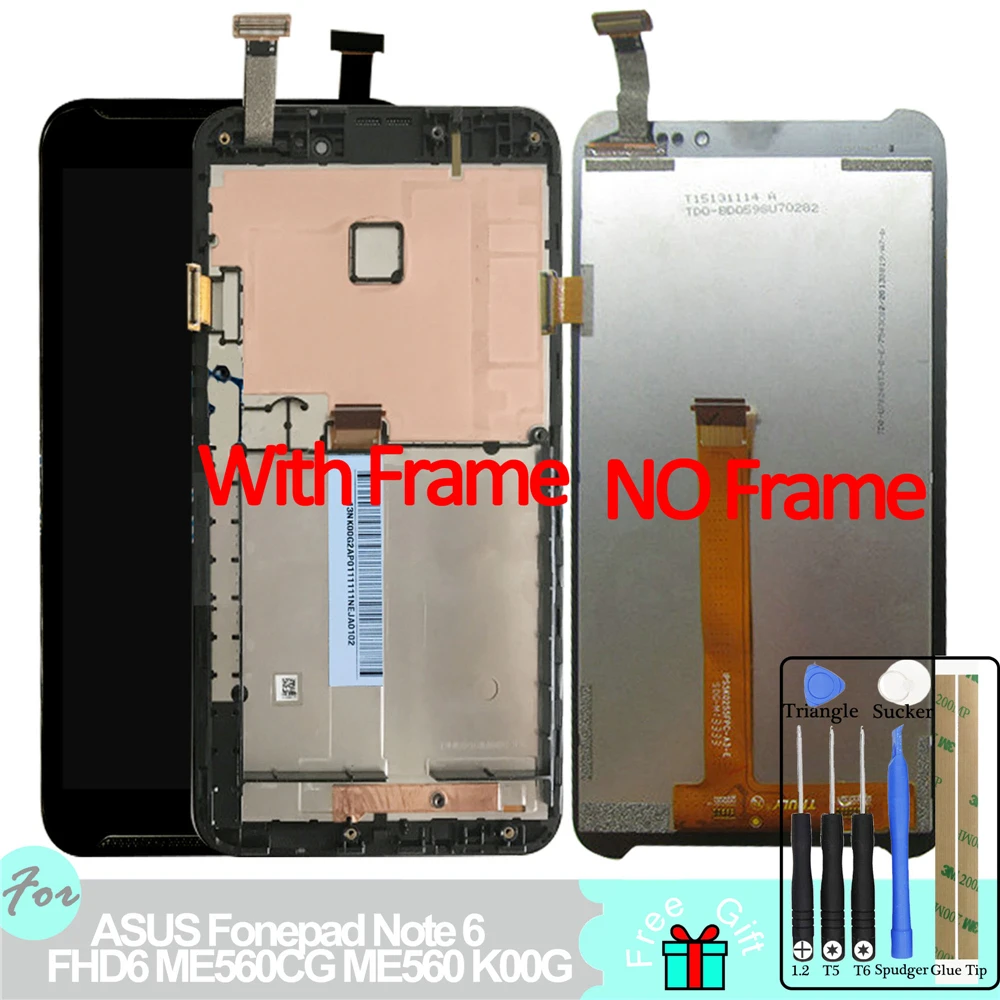 ЖК-дисплей для Asus Fonepad Note планшет(ошибка) 6 FHD6 ME560CG ME560 K00G дисплей с сенсорным экраном дигитайзер в сборе с рамкой