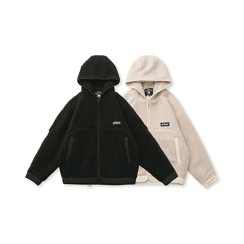 

Men's winter new same-color patchwork lamb wool coat