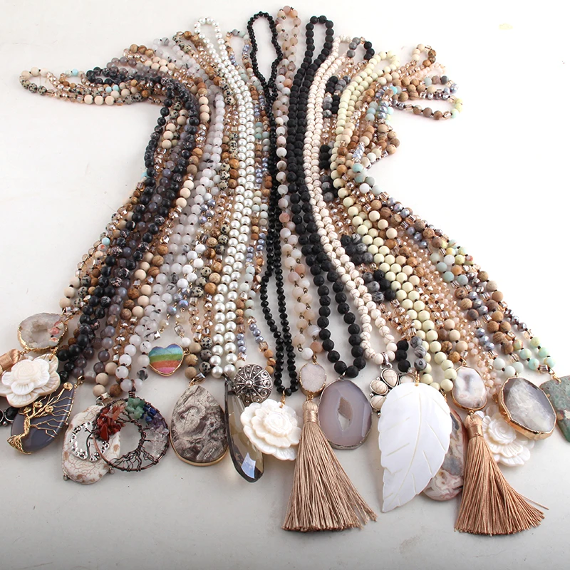 

RH Wholesale Brige 20pc Mix Color Boho Jewelry Handmade Women Bohemian Necklaces