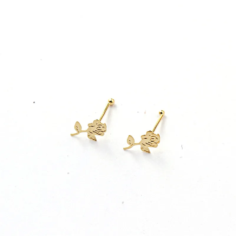 20 Pieces Rose Flower Shape Nose Studs Ball Pin End for Women Girl Nose Rings Piercing Puncture Body Jewelry Universal-1