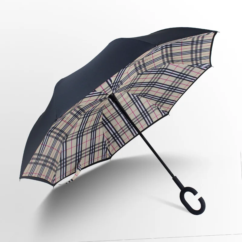 Зонты для ночного снега, солнечные и дождливые, для мужчин и женщин, анти-УФ, перевернутый зонтик, ветрозащитный, складной, двойной слой - Цвет: yellow grin