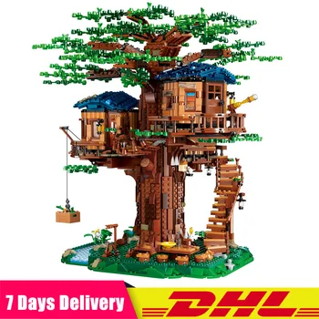 

Ideas Tree House Model 3117Pcs Leaves Two Colours Building Blocks Bricks Set Chirstmas Gifts FOR Kid Compatible 21318