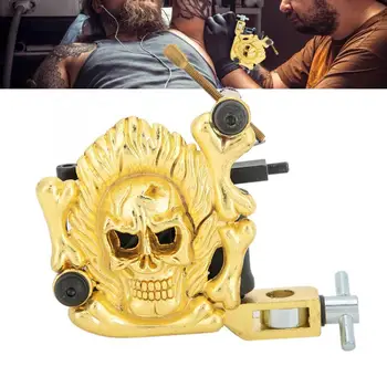 

Microblading Pen Skull Pattern Alloy Coil Tattoo Machine Strong Motor Liner Shader Tattoo Machine Gun Gold Microblading Machine