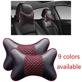 

2pcs Artificial Leather Car Pillow Protection Neck Car Headrest Comfortable L69E