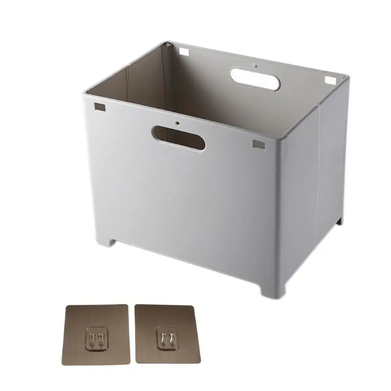 Folding Wall Mounted Clothes Storage Basket Collapsible Laundry Sundries Towels M68E - Цвет: Темно-серый