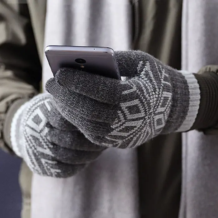 Плюшевые Вязаные перчатки на полный палец, утепленные флисовые перчатки для сенсорного экрана, модные мужские и женские спортивные зимние теплые перчатки