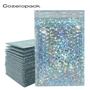 10 Uds. Burbuja metálica holográfica Paquete de regalo de correo Glamour colorido plata sombras hoja cojín acolchado sobres de envío