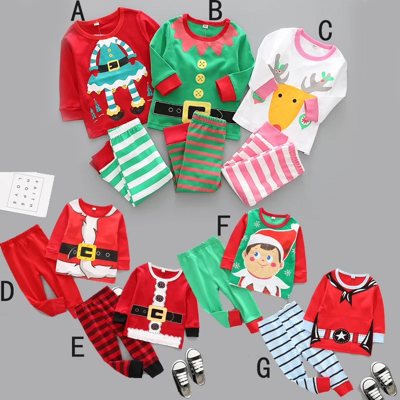 

2019 Kids Christmas Pajamas clothes Set boys sleepwear Toddler girl pyjamas Tops+pants Child Xmas Clothing Set 2PCS