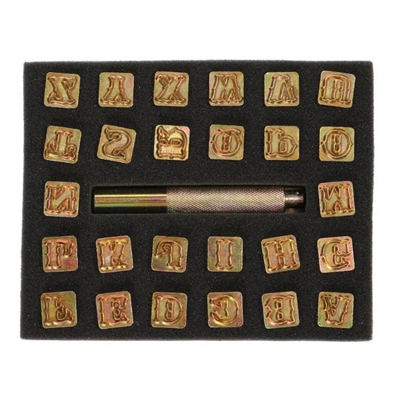 26Pcs Letter Leather Stamping Printing Punching Tool Metal Stamp Set