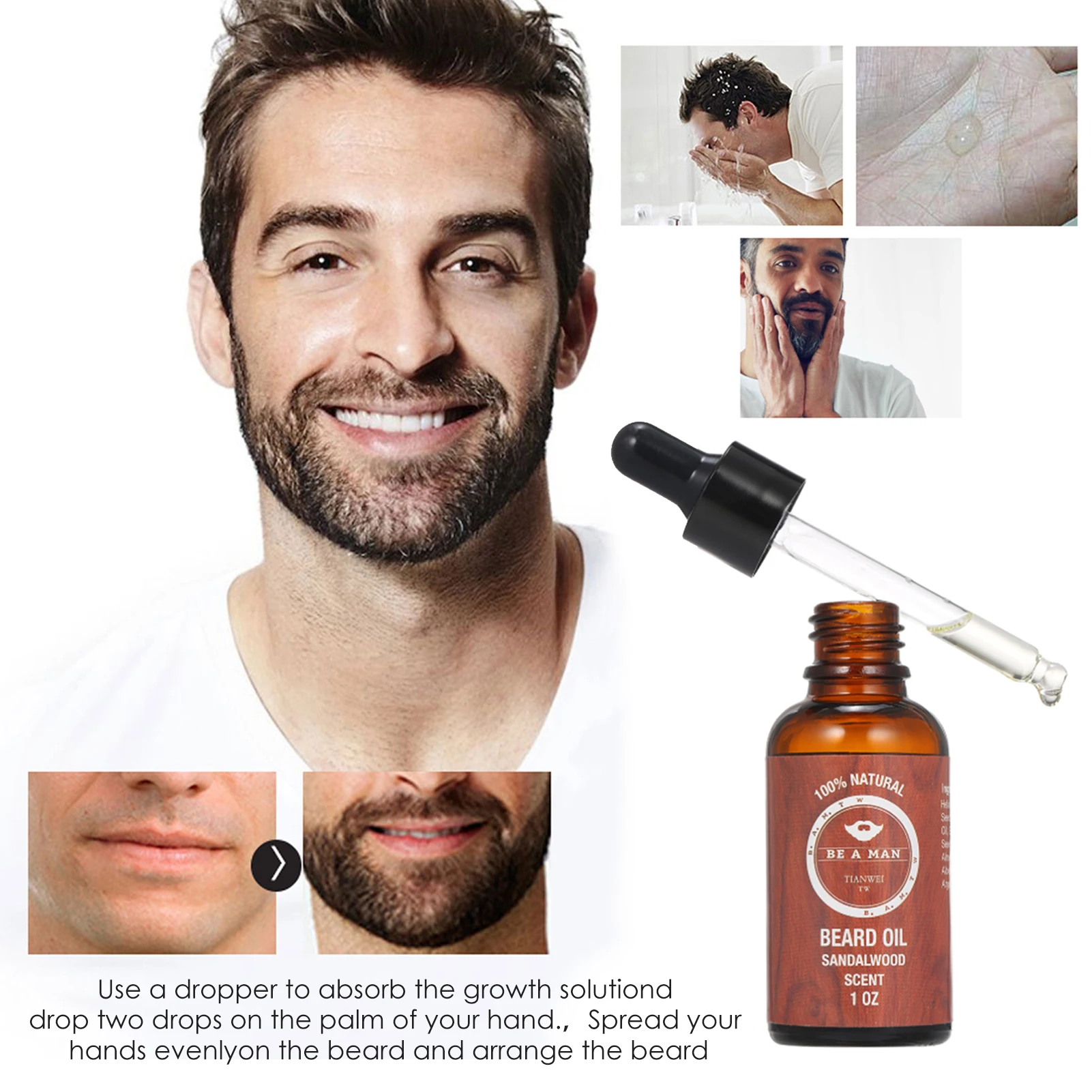 Men Beard Grooming Kit Mustache Beard Hair Growth Oil Styling Tool