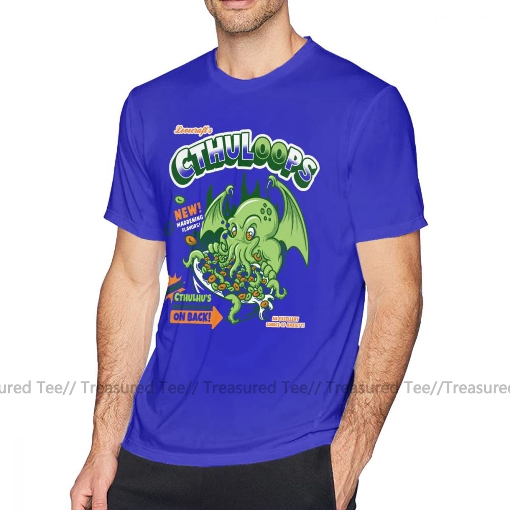 Футболка Cthulhu Cthuloops, новая футболка с ароматом, 100 хлопок, футболка с принтом, короткий рукав, летняя мужская забавная футболка - Цвет: Blue