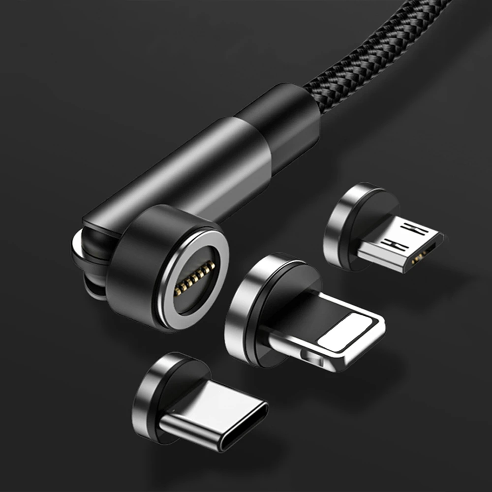 Fast Charging 3A  540 Degree Rotate Magnetic Charging Cable Type C Micro USB Cord Wire For Huawei P20 For iPhone Charging Cable android c type charger