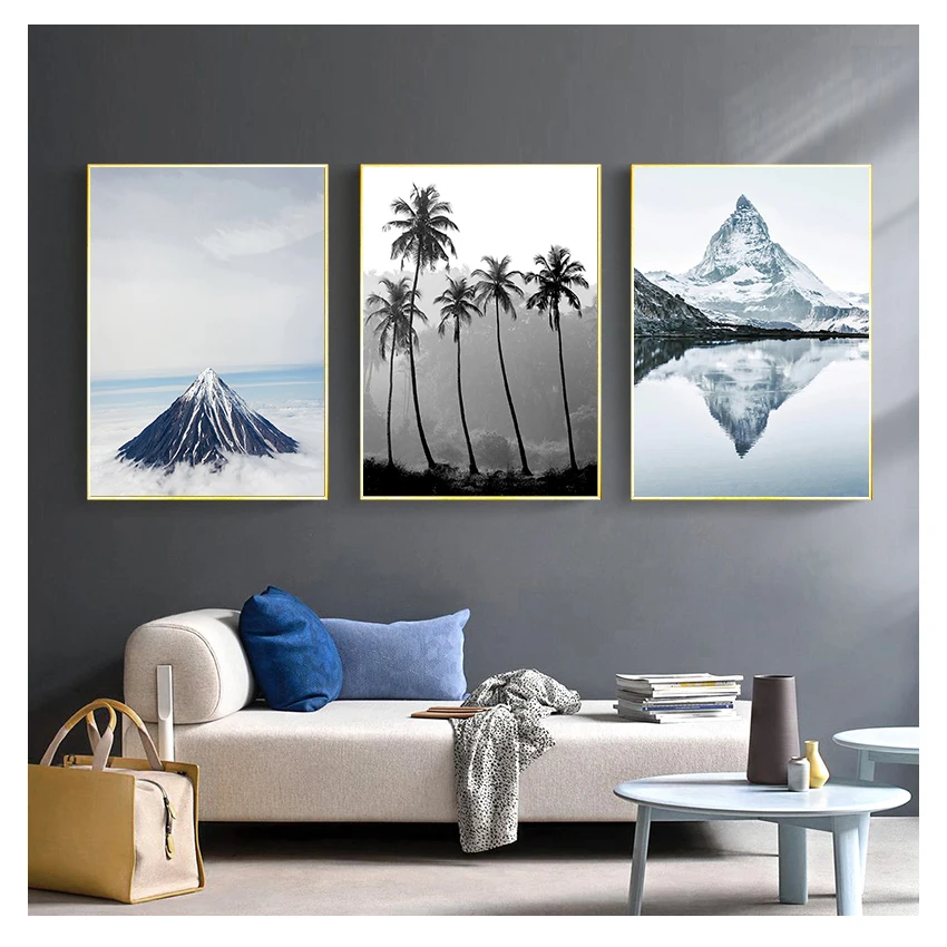 Boat Lake Wall Art Canvas Painting Nordic Posters And Prints Immagini Murali Per Soggiorno Decor Matterhorn Mountain Peak Tree
