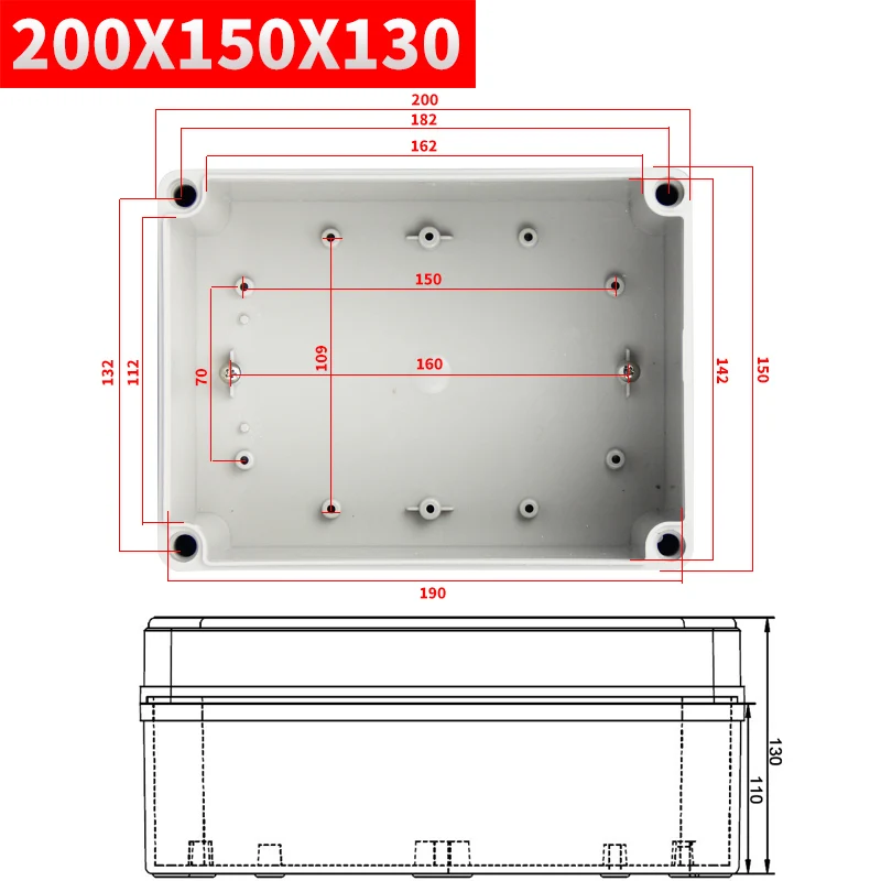 200x150x130 ABS пластиковый водонепроницаемый ящик для мониторинга мощности IP67 наружная водонепроницаемая распределительная коробка Наружная непромокаемая уплотнительная кнопочная коробка - Цвет: 200x150x130