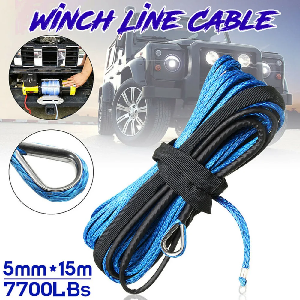 

3/16 X 50 BLUE Synthetic Winch Cable Line Rope 7700lb With Sheath & Rash Guar